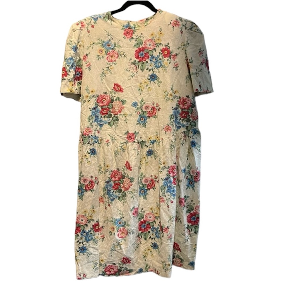 Worthington vintage floral print 100% cotton midi knee length dress size 10
